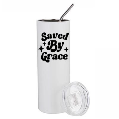 Saved By Grace Motivational Christian Retro Stainless Steel Tumbler