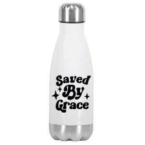 Saved By Grace Motivational Christian Retro Stainless Steel Insulated Water Bottle