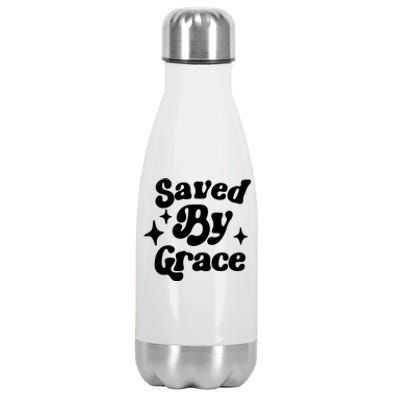 Saved By Grace Motivational Christian Retro Stainless Steel Insulated Water Bottle