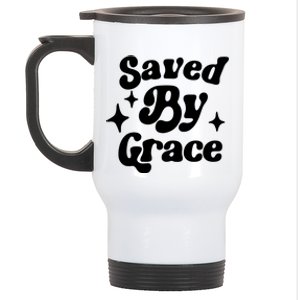 Saved By Grace Motivational Christian Retro Stainless Steel Travel Mug