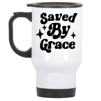 Saved By Grace Motivational Christian Retro Stainless Steel Travel Mug