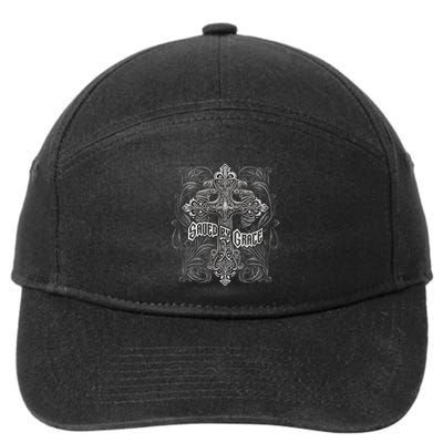 Saved By Grace Christian 7-Panel Snapback Hat