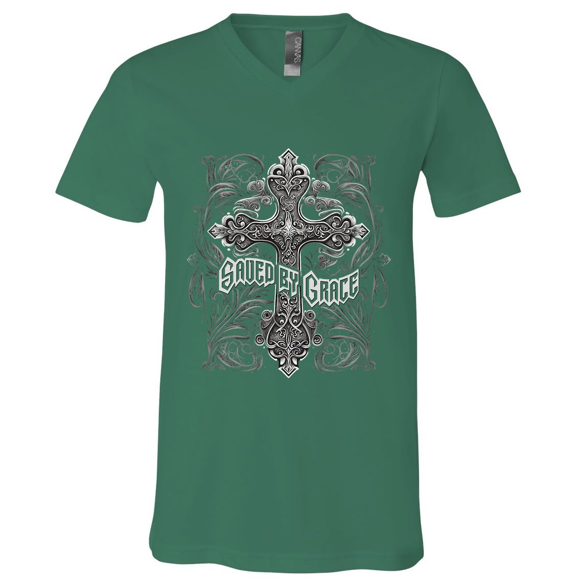 Saved By Grace Christian V-Neck T-Shirt