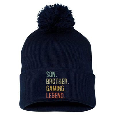 Son Brother Gaming Legend A Funny Retro 70s Gaming Pom Pom 12in Knit Beanie