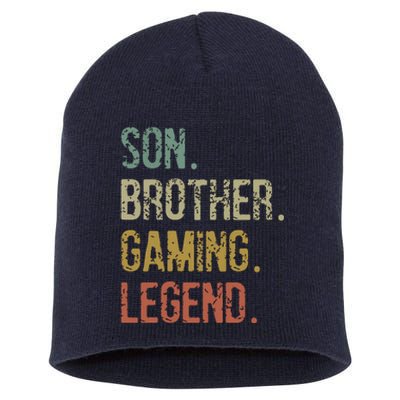 Son Brother Gaming Legend A Funny Retro 70s Gaming Short Acrylic Beanie