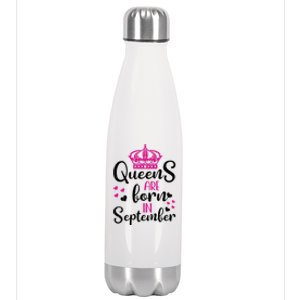 September Bday Gift Queens Are Born In September Gift Stainless Steel Insulated Water Bottle