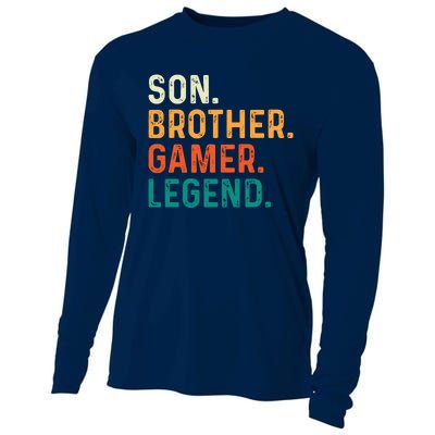 Son Brother Gamer Legend Funny Gaming Cooling Performance Long Sleeve Crew