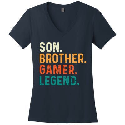 Son Brother Gamer Legend Funny Gaming Women's V-Neck T-Shirt