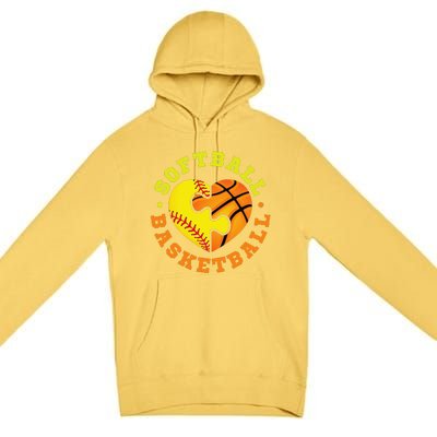 Softball Basketball Gift Premium Pullover Hoodie