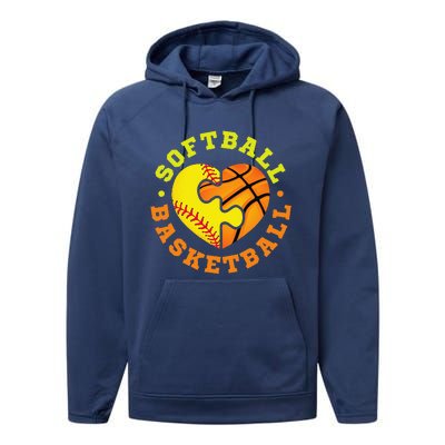 Softball Basketball Gift Performance Fleece Hoodie