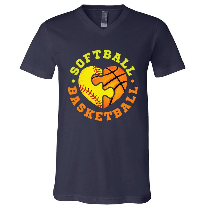 Softball Basketball Gift V-Neck T-Shirt