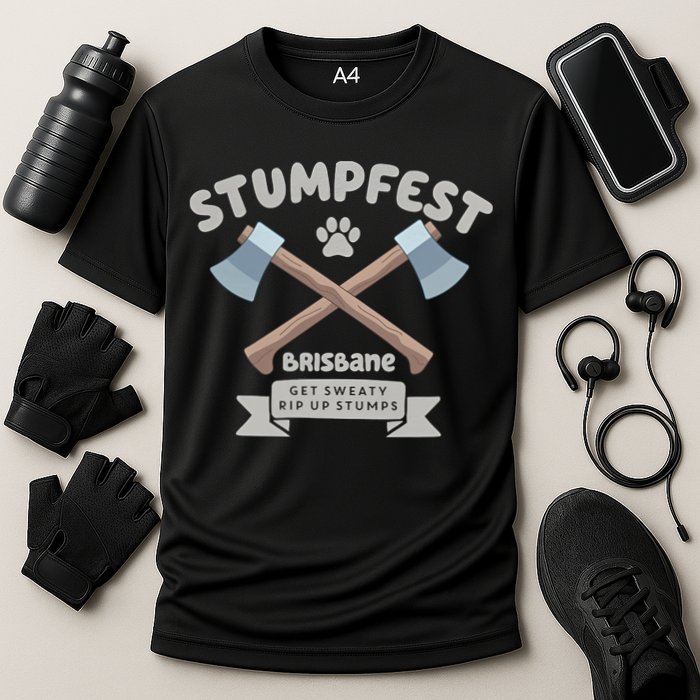 Stumpfest Brisbane Get Sweaty Rip Up Stumps Dad Mode Cooling Performance Crew T-Shirt