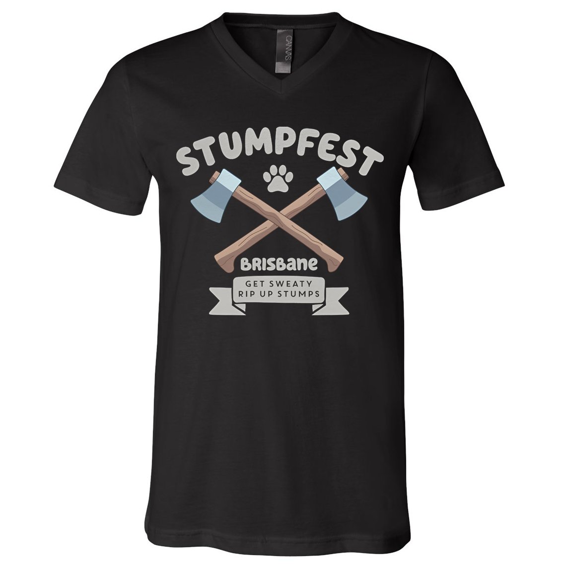 Stumpfest Brisbane Get Sweaty Rip Up Stumps Dad Mode V-Neck T-Shirt
