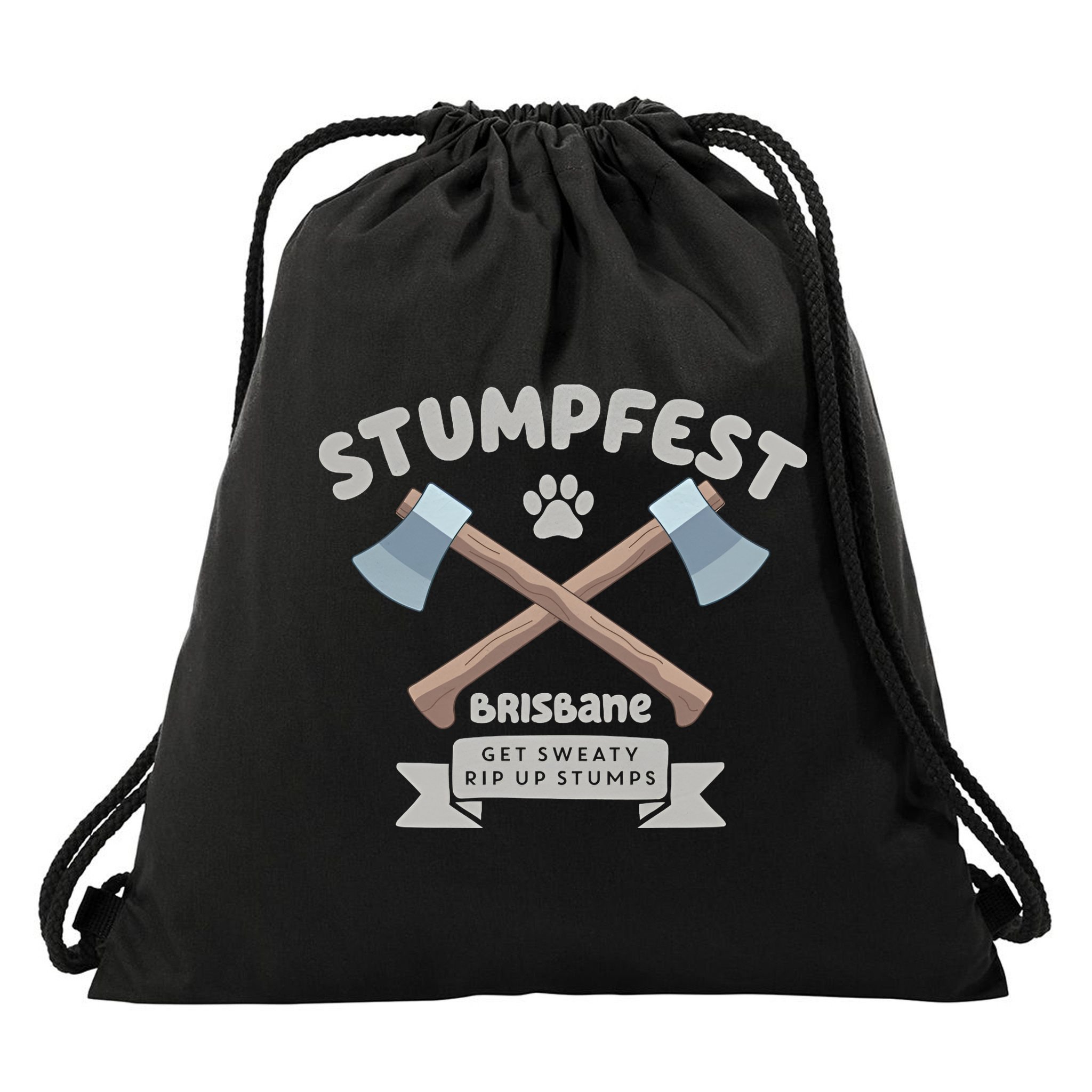 Stumpfest Brisbane Get Sweaty Rip Up Stumps Dad Mode Drawstring Bag