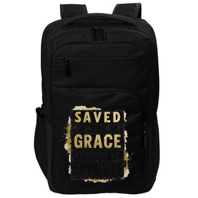 Saved By Grace Powered By Faith Christian Religious Jesus Impact Tech Backpack