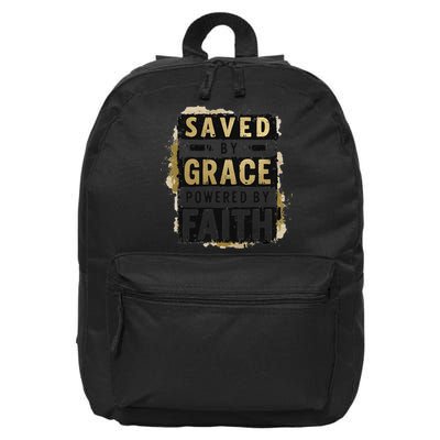 Saved By Grace Powered By Faith Christian Religious Jesus 16 in Basic Backpack