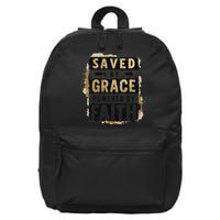 Saved By Grace Powered By Faith Christian Religious Jesus 16 in Basic Backpack