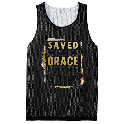 Saved By Grace Powered By Faith Christian Religious Jesus Mesh Reversible Basketball Jersey Tank
