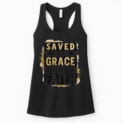 Saved By Grace Powered By Faith Christian Religious Jesus Womens Tank Top
