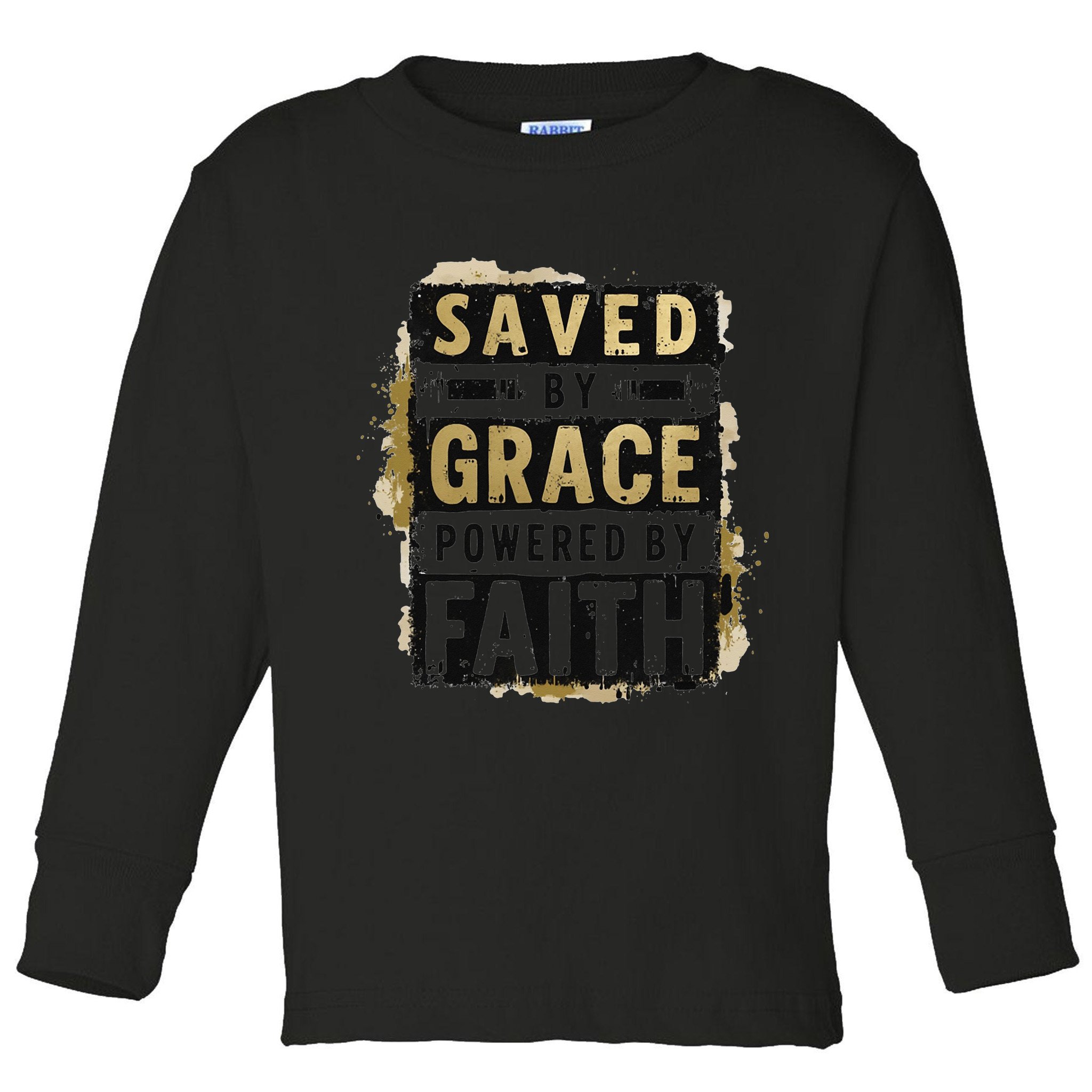 Saved By Grace Powered By Faith Christian Religious Jesus Toddler Long Sleeve Shirt