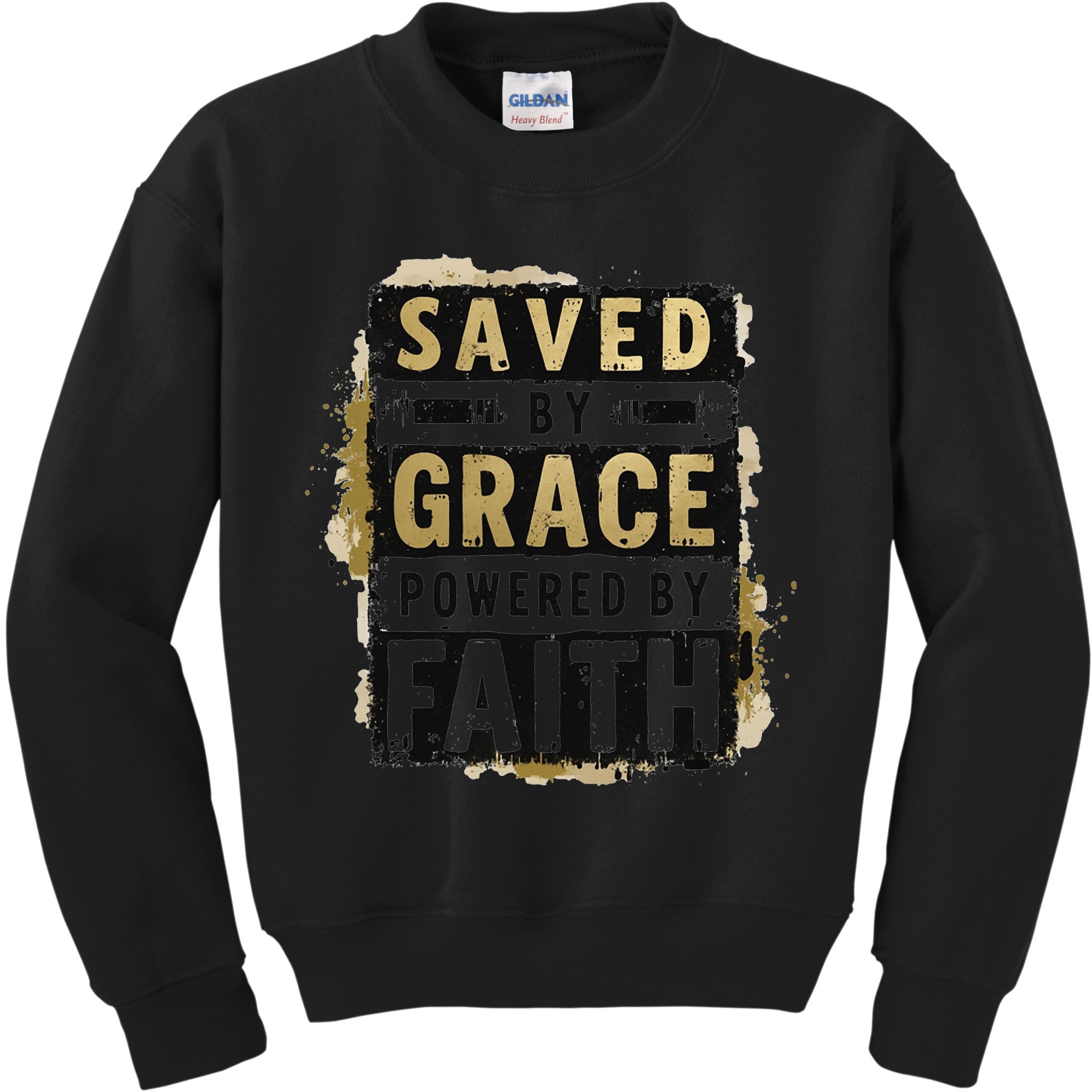 Saved By Grace Powered By Faith Christian Religious Jesus Kids Sweatshirt