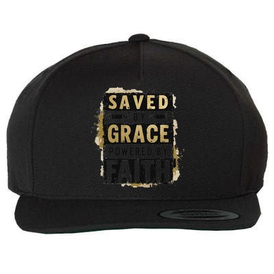 Saved By Grace Powered By Faith Christian Religious Jesus Wool Snapback Cap