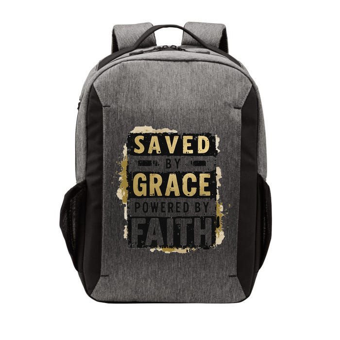 Saved By Grace Powered By Faith Christian Religious Jesus Vector Backpack