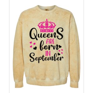 September Bday Great Gift Queens Are Born In September Gift Colorblast Crewneck Sweatshirt