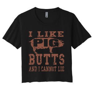 Silhouette Bbq Grill I Like Pig Butts And I Cannot Lie Women's Crop Top Tee