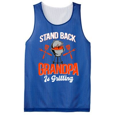 Stand Back Grandpa Is Grilling Bbq Barbecue Grandpa Gift Mesh Reversible Basketball Jersey Tank