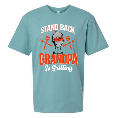 Stand Back Grandpa Is Grilling Bbq Barbecue Grandpa Gift Sueded Cloud Jersey T-Shirt