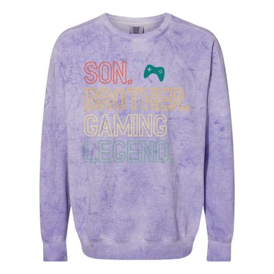 Son Brother Gaming Legend For Gamer Gift Colorblast Crewneck Sweatshirt