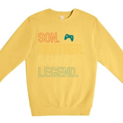 Son Brother Gaming Legend For Gamer Gift Premium Crewneck Sweatshirt