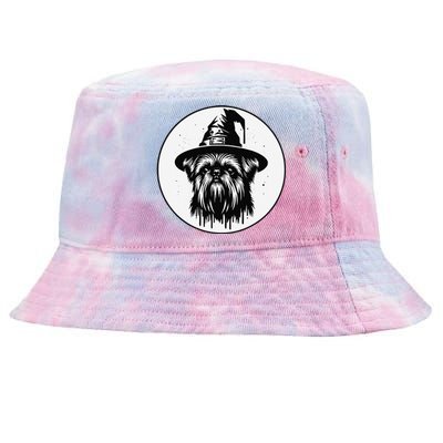 Spooky Brussels Griffon Dog Halloween Witch Hat Vintage Tie-Dyed Bucket Hat