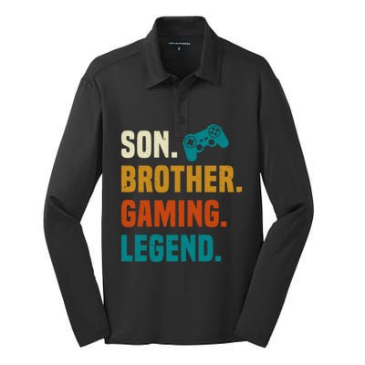 Son Brother Gaming Legend Next Level Gear And Accessories Gift Silk Touch Performance Long Sleeve Polo