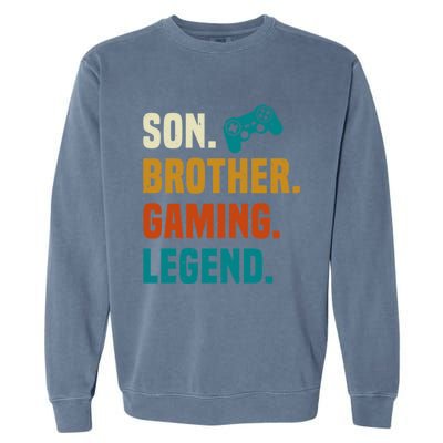 Son Brother Gaming Legend Next Level Gear And Accessories Gift Garment-Dyed Sweatshirt