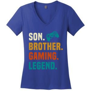 Son Brother Gaming Legend Next Level Gear And Accessories Gift Women's V-Neck T-Shirt