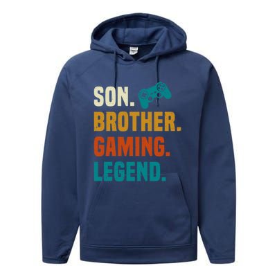 Son Brother Gaming Legend Next Level Gear And Accessories Gift Performance Fleece Hoodie