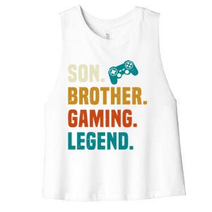 Son Brother Gaming Legend Next Level Gear And Accessories Gift Women's Racerback Cropped Tank