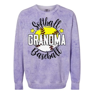 Softball Baseball Grandma Gift For Women Colorblast Crewneck Sweatshirt