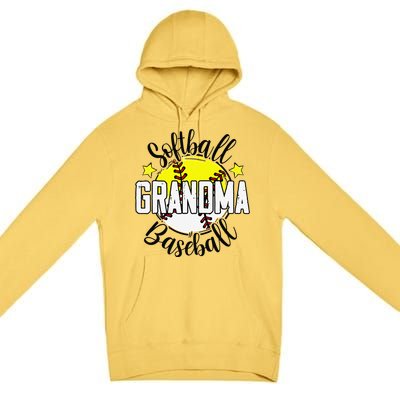 Softball Baseball Grandma Gift For Women Premium Pullover Hoodie