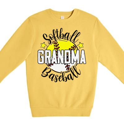 Softball Baseball Grandma Gift For Women Premium Crewneck Sweatshirt