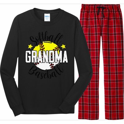 Softball Baseball Grandma Gift For Women Long Sleeve Pajama Set