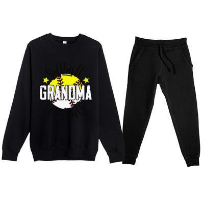 Softball Baseball Grandma Gift For Women Premium Crewneck Sweatsuit Set