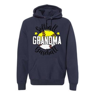 Softball Baseball Grandma Gift For Women Premium Hoodie