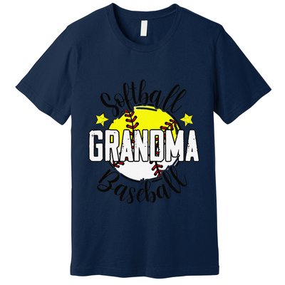 Softball Baseball Grandma Gift For Women Premium T-Shirt