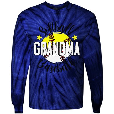 Softball Baseball Grandma Gift For Women Tie-Dye Long Sleeve Shirt