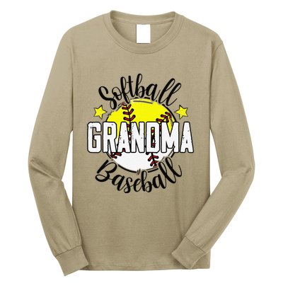 Softball Baseball Grandma Gift For Women Long Sleeve Shirt