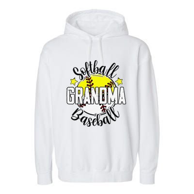 Softball Baseball Grandma Gift For Women Garment-Dyed Fleece Hoodie