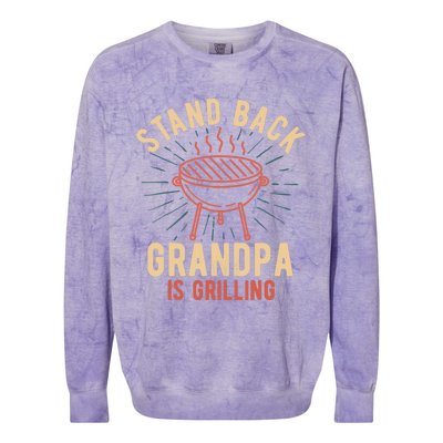 Stand Back Grandpa Is Grilling Vintage Gift for Him BBQ Fun Colorblast Crewneck Sweatshirt